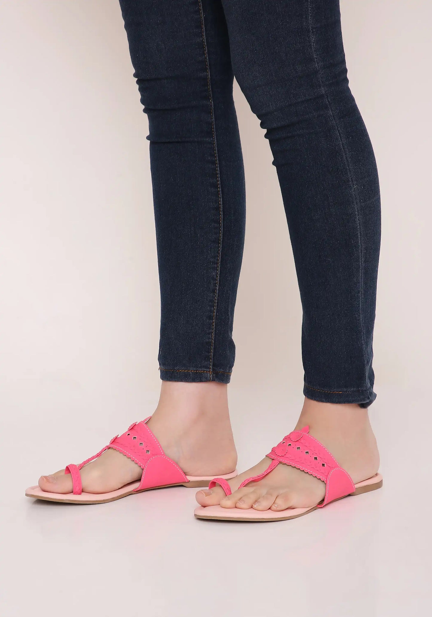 Light Pink And Neon Pink Kolhapuri