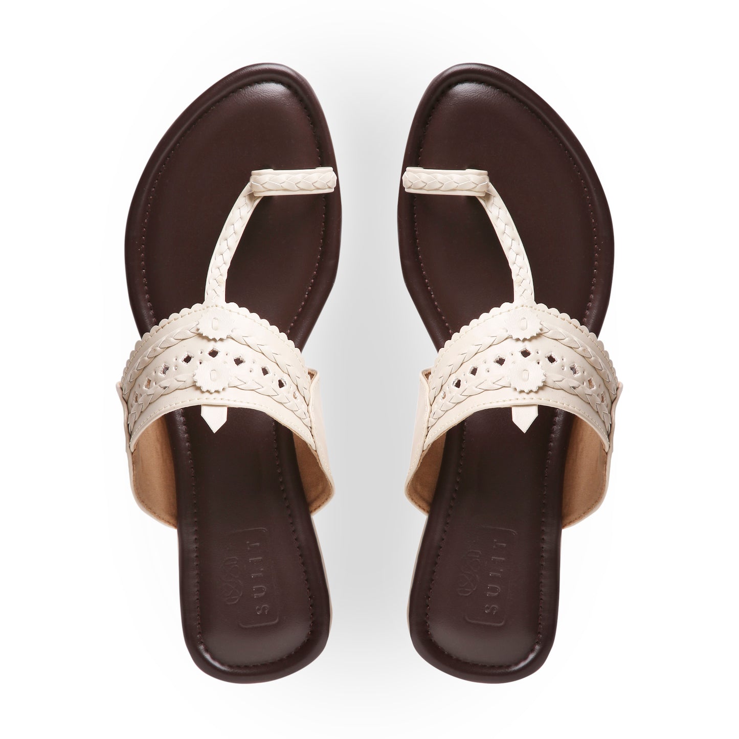 DARK BROWN AND BEIGE KOLHAPURI FLAT