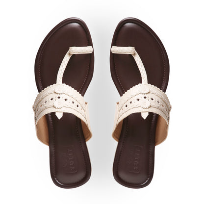 DARK BROWN AND BEIGE KOLHAPURI FLAT