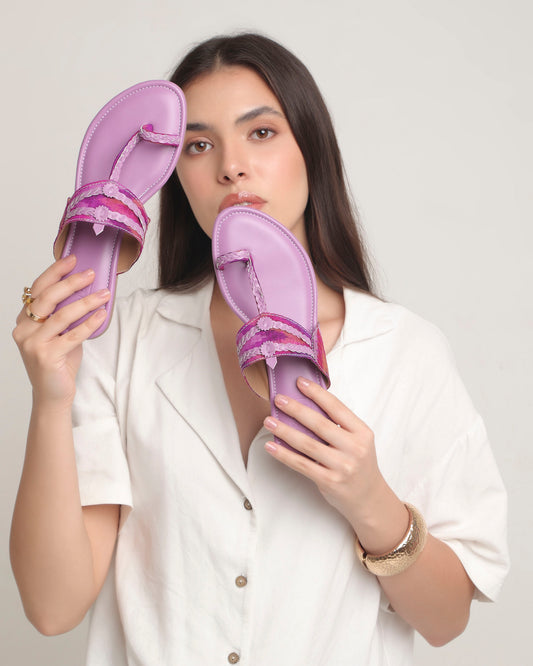 Purple Ikat Kolhapuri