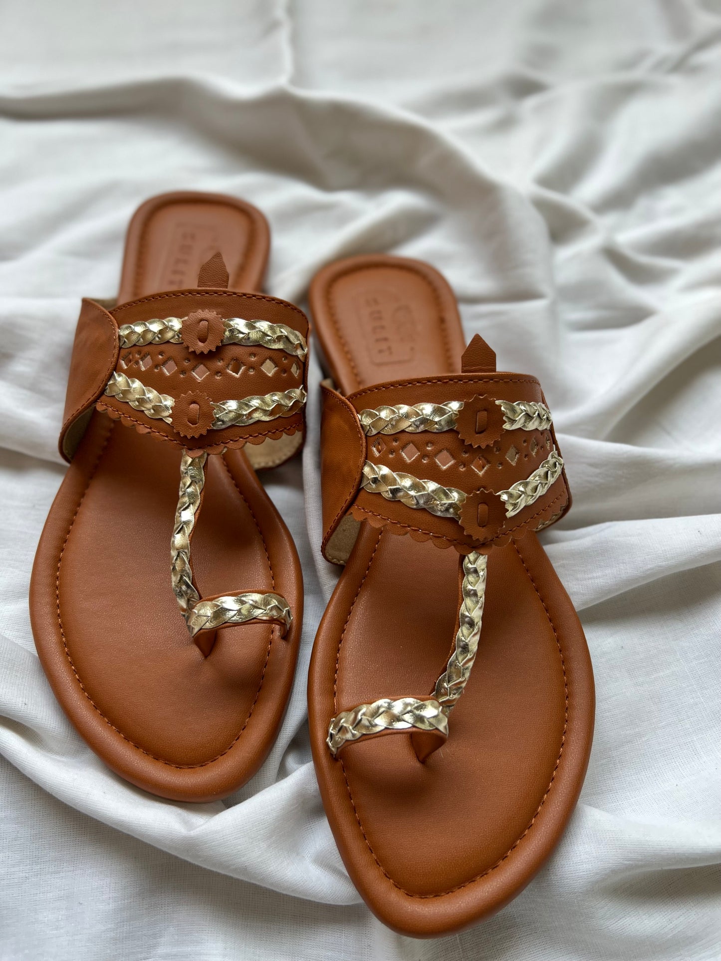 Tan And Gold Kolhapuri