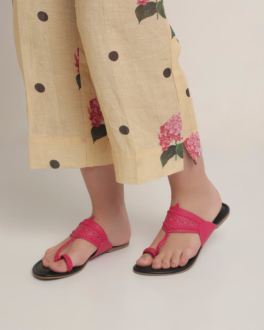 Black And Fuschia Pink Kolhapuri