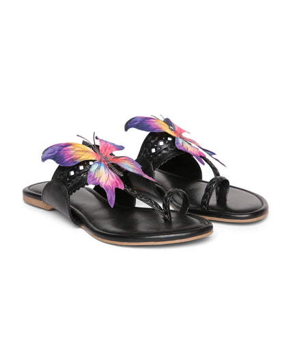 BLACK FLUTTER KOLHAPURI