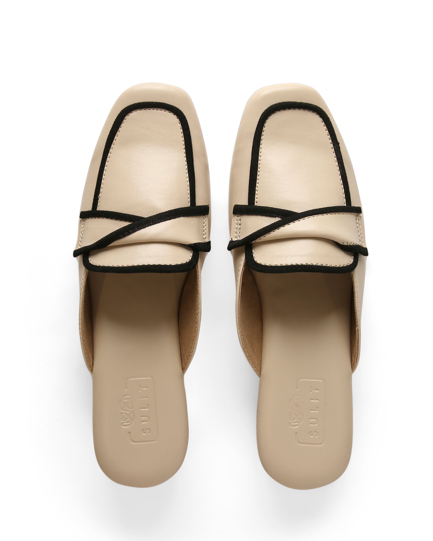 BEIGE AND BLACK MULES