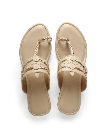 BEIGE BOX HEEL