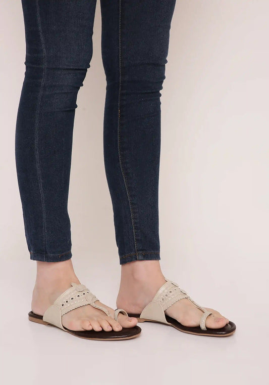 Dark Brown And Beige Kolhapuri