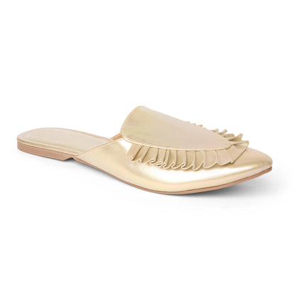 RUFFLE MULES GOLD