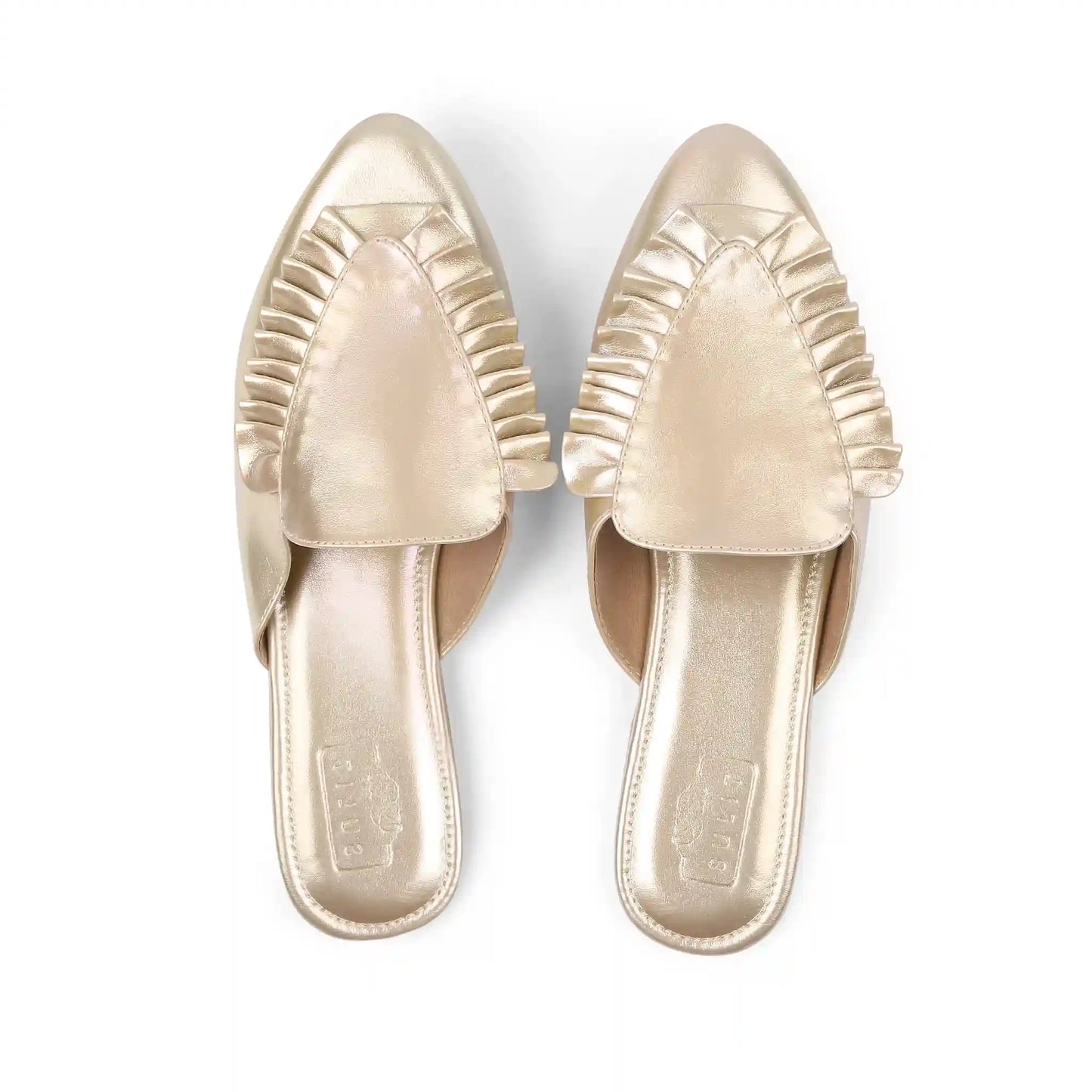 RUFFLE MULES GOLD